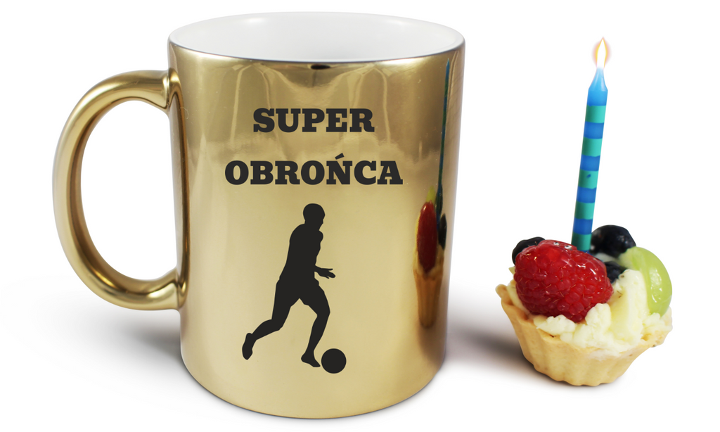 Kubek biały z nadrukiem "Super Obrońca" – piłka nożna #11