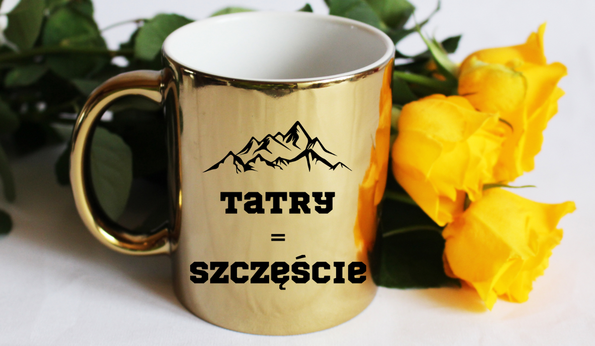 Kubek złoty z nadrukiem „Tatry = Szczęście” – góry, Zakopane, Podhale #4