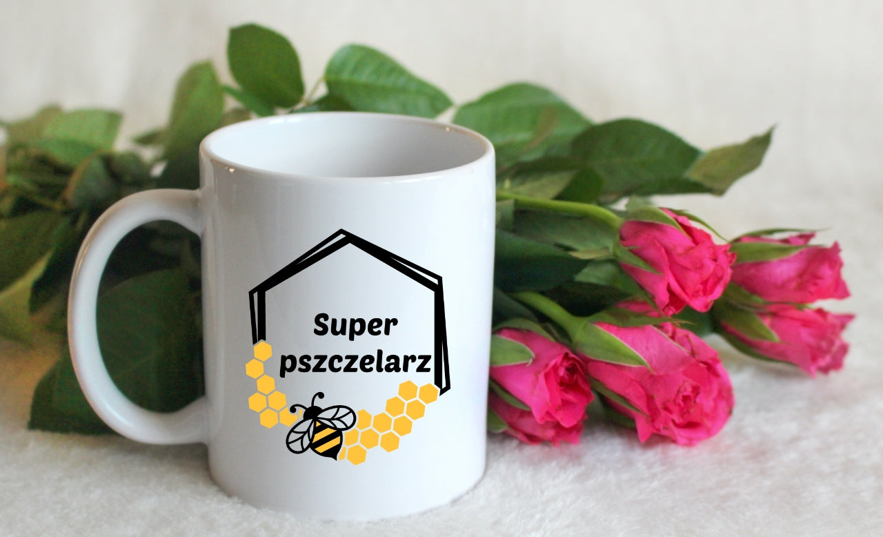 Kubek biały dla pszczelarza "Super pszczelarz" #11