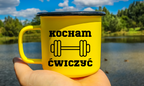 Kubek emaliowany żółty z nadrukiem „Kocham Ćwiczyć” – na siłownię #2