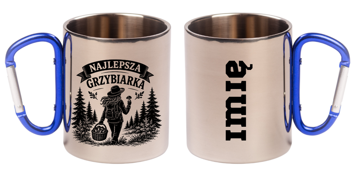 Kubek niebieski z karabińczykiem „Najlepsza Grzybiarka” – na grzybobranie #3