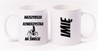 Kubek biały z nadrukiem „Najszybsza rowerzystka na świecie” – dla rowerzystki #8