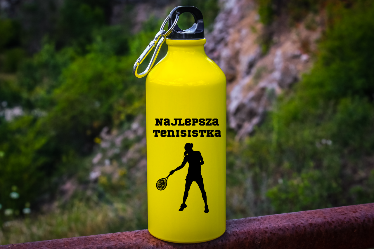 Butelka żółta 600 ml z napisem "NAJLEPSZA TENISISTKA" #2