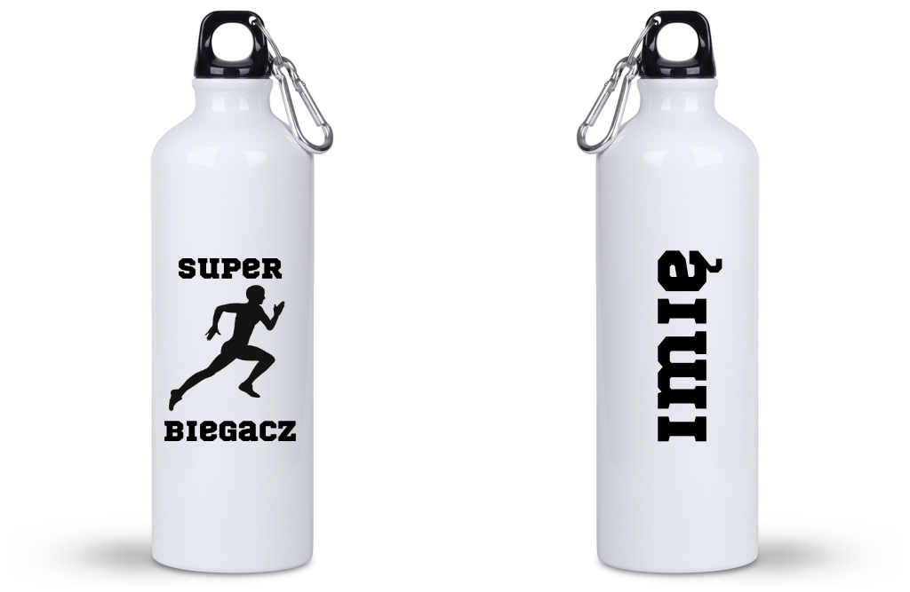 Bidon biały 800 ml z nadrukiem "Super Biegacz" – bieganie #7