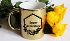Kubek złoty z nadrukiem „Super pszczelarz” – pszczelarstwo #9