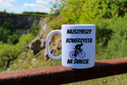 Kubek biały z nadrukiem „Najszybszy rowerzysta na świecie” – dla rowerzysty #12