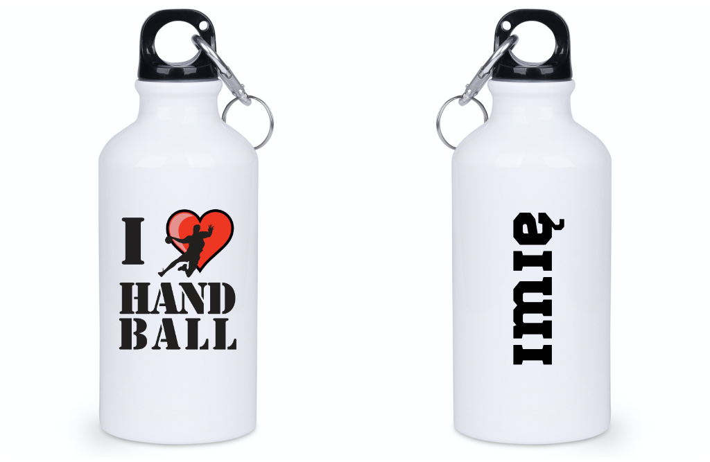 Butelka 400 ml grafika serce napis "I love handball" #3