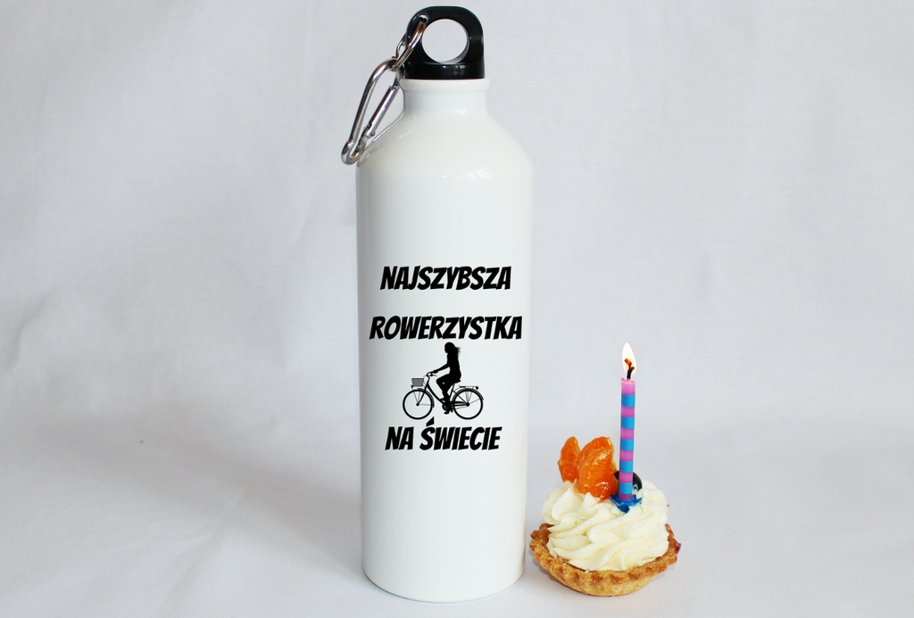 Butelka biała 800 ml na rower z nadrukiem „Najszybsza rowerzystka na świecie” – dla rowerzystki #4
