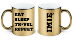 Kubek złoty z nadrukiem „Eat Sleep Travel Repeat” – podróż, przygoda #5