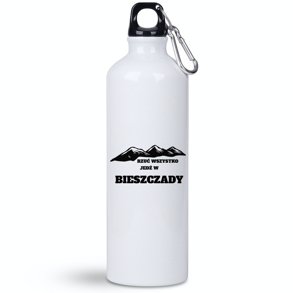 Butelka biała 800 ml z nadrukiem "Rzuć wszystko, jedź w Bieszczady" #1