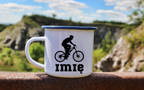 Kubek emaliowany biały z grafiką rowerową i imieniem do wyboru – dla rowerzysty #5