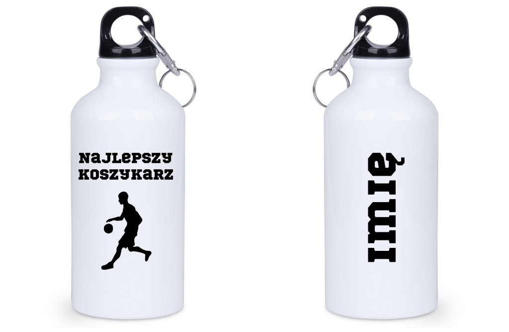 Bidon biały 400 ml z nadrukiem "Najlepszy Koszykarz" – koszykówka #8