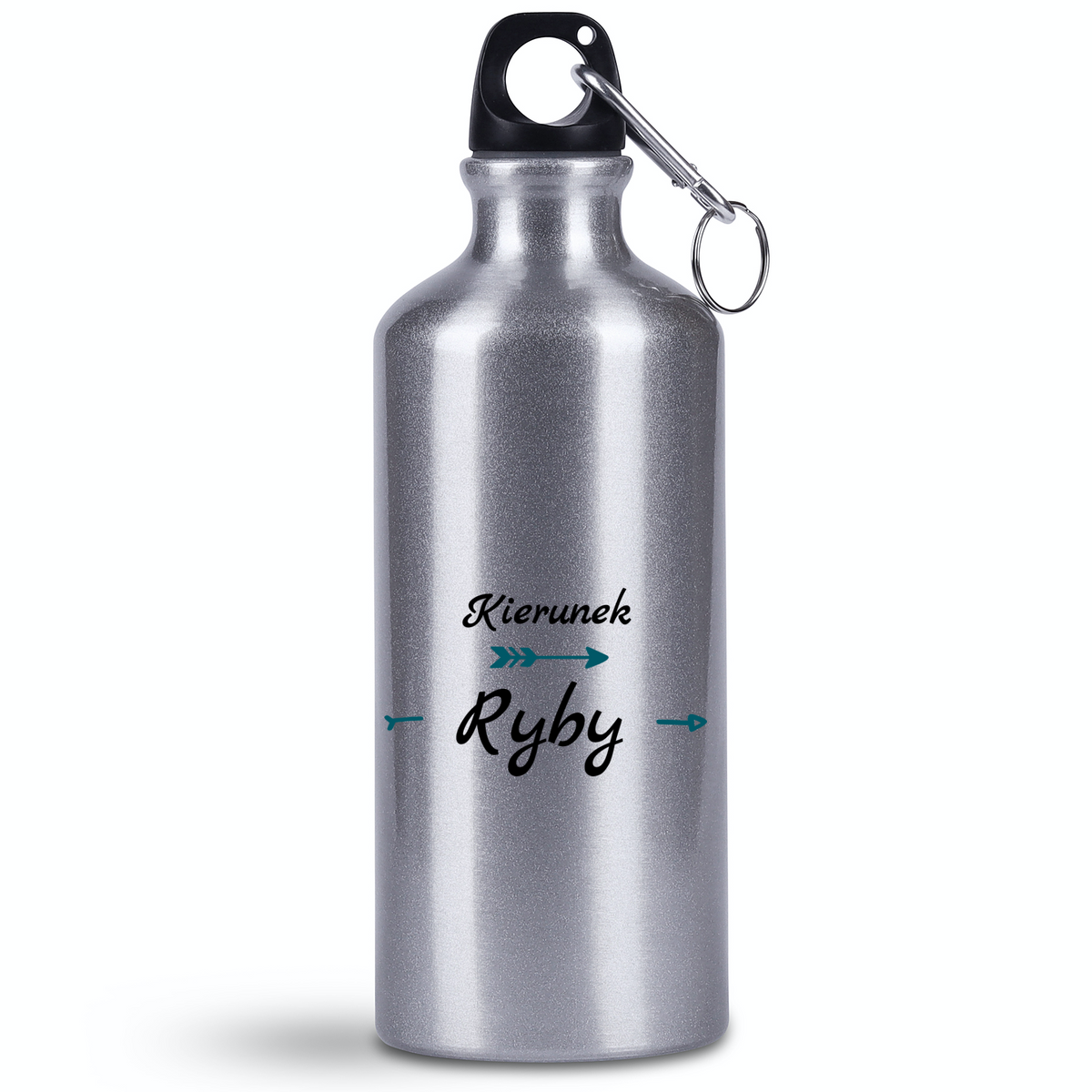 Butelka srebrna 500 ml z nadrukiem "Kierunek Ryby" – wędkarstwo #3
