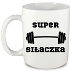 Kubek biały z nadrukiem „Super Siłaczka” – na prezent, siłownia #2