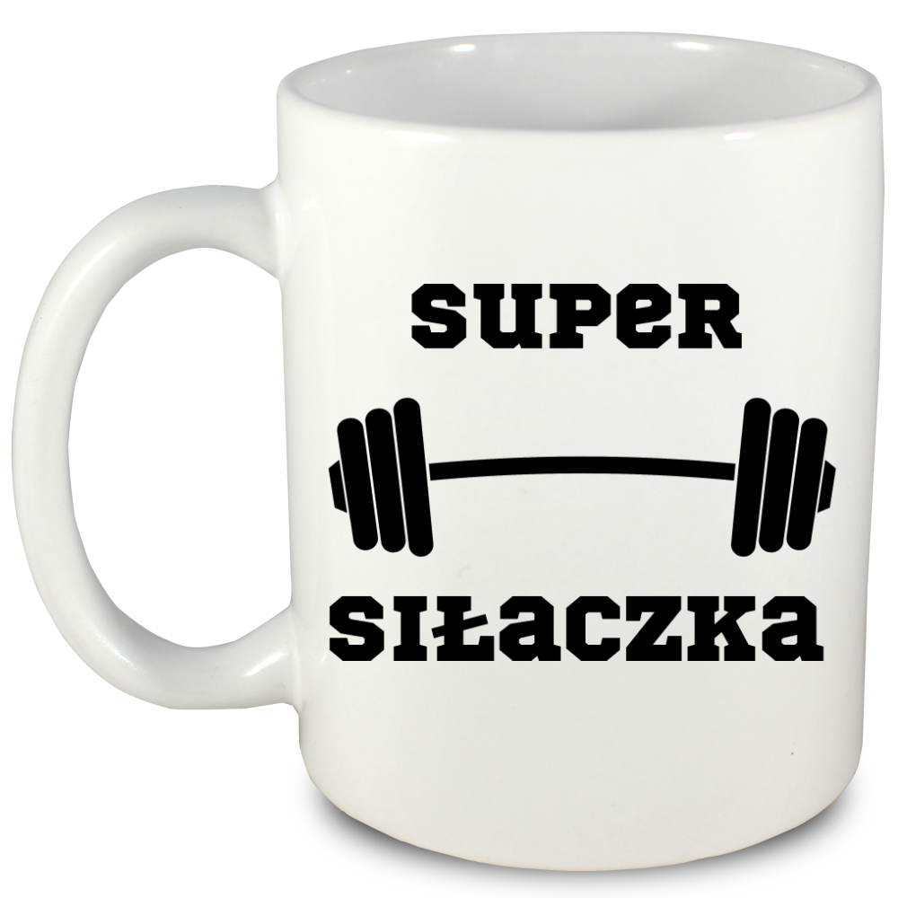Kubek biały z nadrukiem „Super Siłaczka” – na prezent, siłownia #2