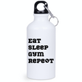 Bidon biały 400 ml na siłownię z nadrukiem „Eat Sleep Gym Repeat” – siłownia #7