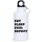 Bidon biały 400 ml na siłownię z nadrukiem „Eat Sleep Gym Repeat” – siłownia #7