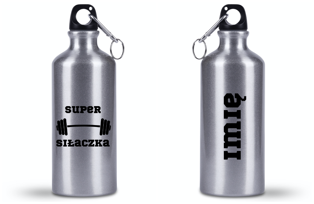 Butelka srebrna 500 ml z nadrukiem "Super Siłaczka" - na siłownię #2