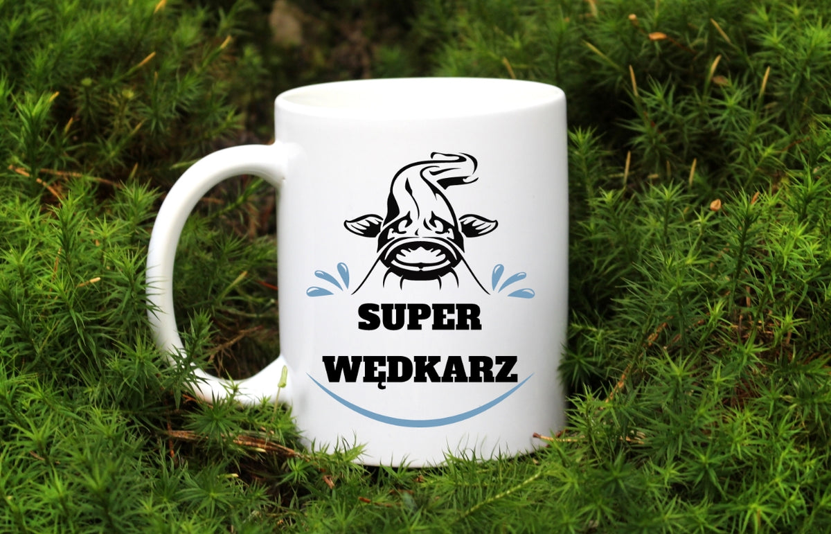 Kubek biały z nadrukiem: "Super wędkarz" - wędkarstwo #9