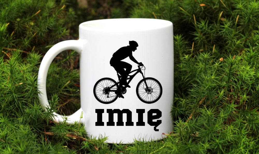 Kubek biały z grafiką roweru i imieniem do wyboru – dla rowerzysty #9