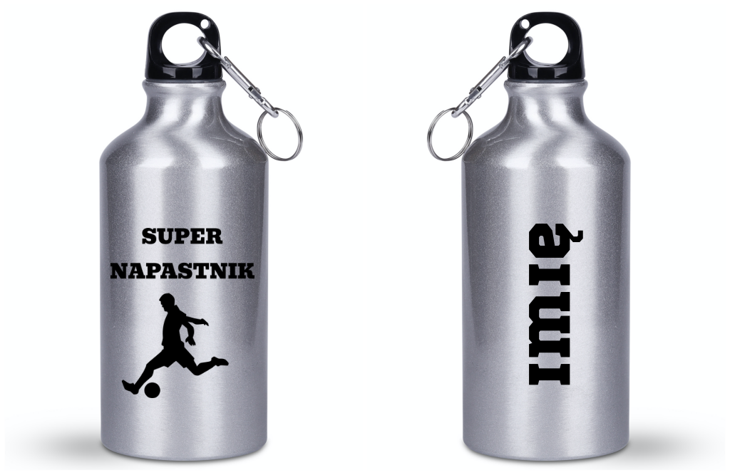 Butelka srebrna 400 ml z napisem "Super Napastnik" – piłka nożna #7