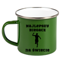 Kubek emaliowany zielony z nadrukiem "Najlepszy biegacz na świecie" - bieganie #1
