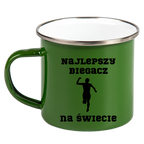 Kubek emaliowany zielony z nadrukiem "Najlepszy biegacz na świecie" - bieganie #1