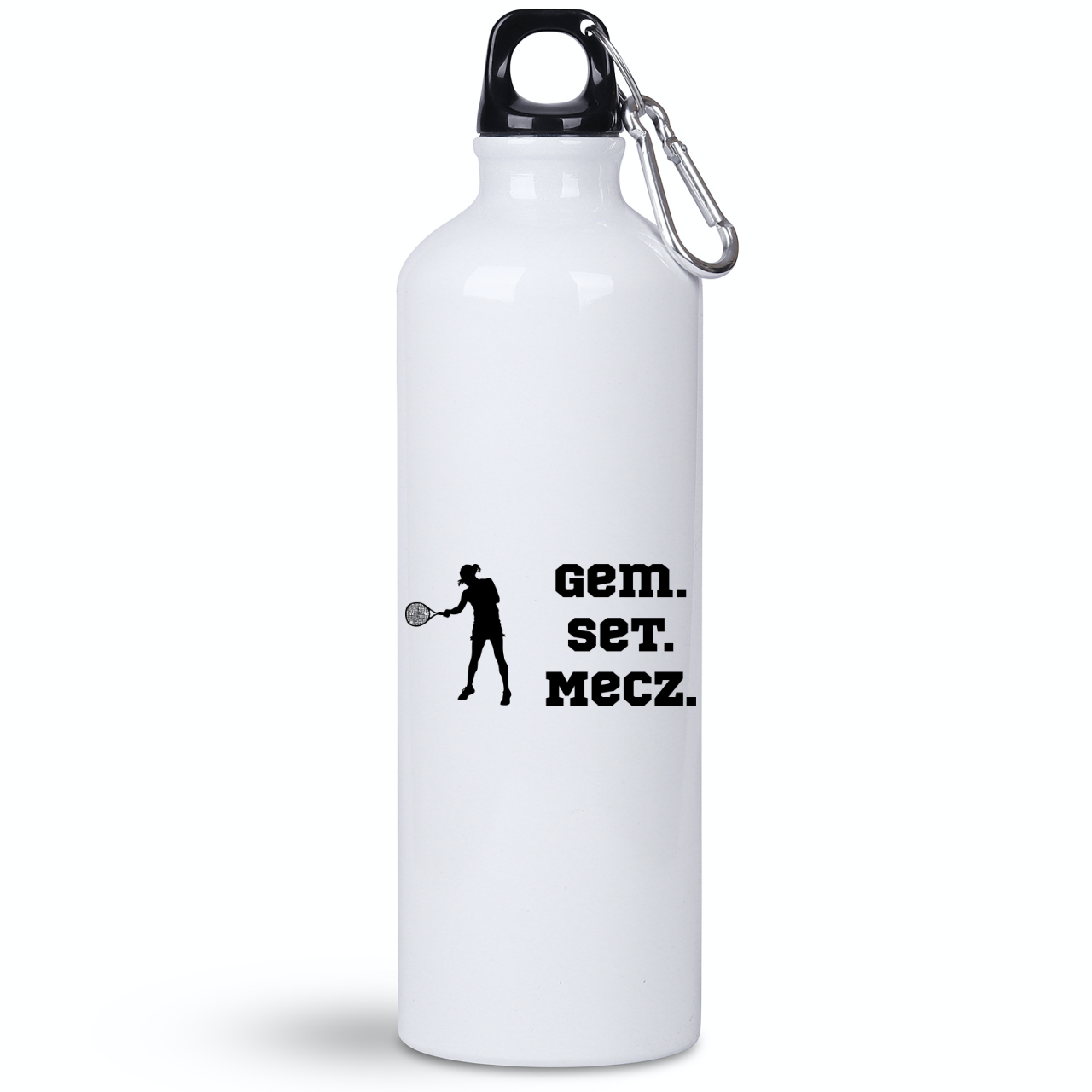 Bidon biały 800 ml z napisem "Gem Set Mecz" – damski #8