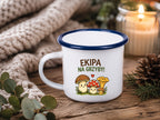 Kubek emaliowany biały z nadrukiem „Ekipa na grzyby!” i grafikami grzybów #11