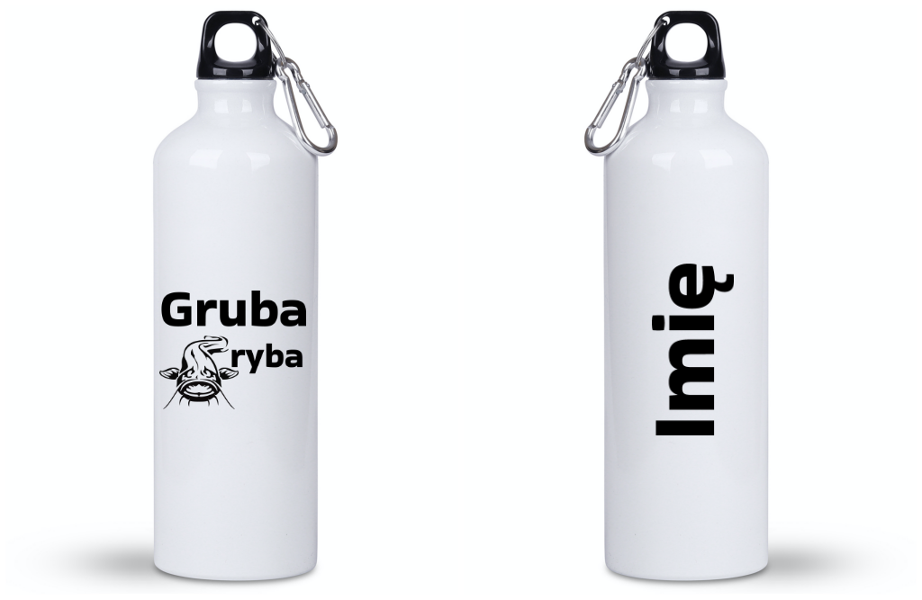 Butelka biała 800 ml z nadrukiem "Gruba ryba" – wędkarstwo #11
