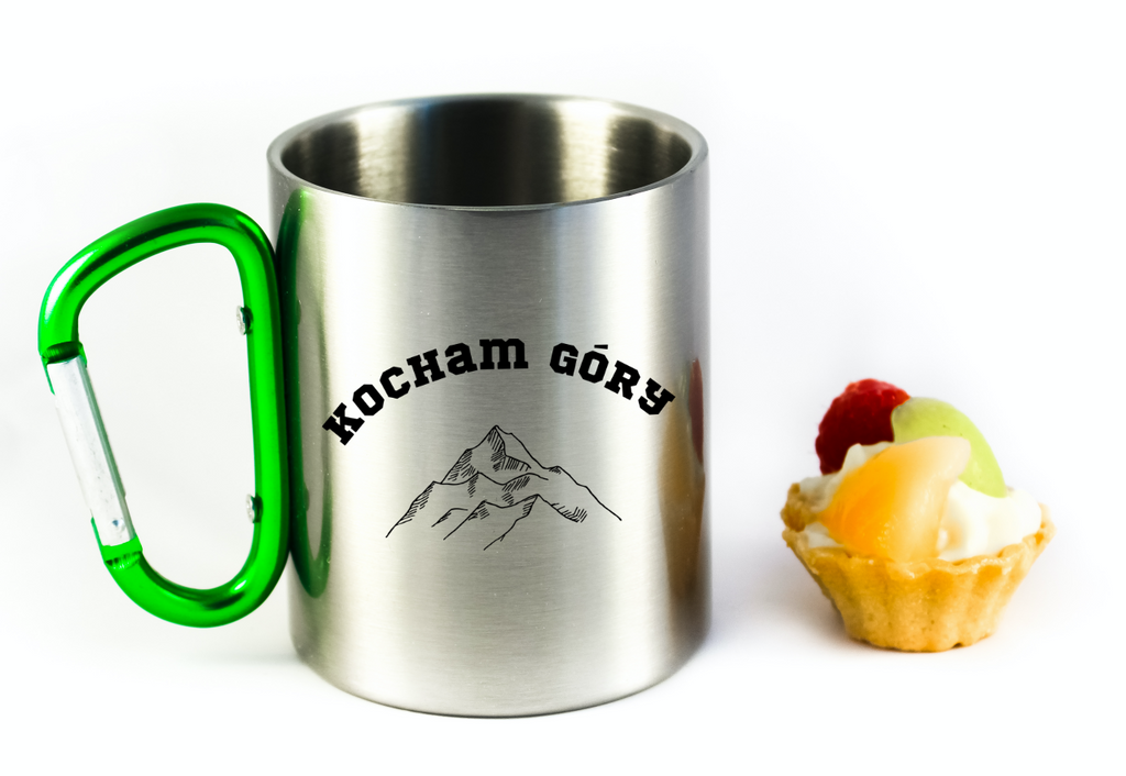Kubek z zielonym karabińczykiem i nadrukiem "Kocham Góry" #9