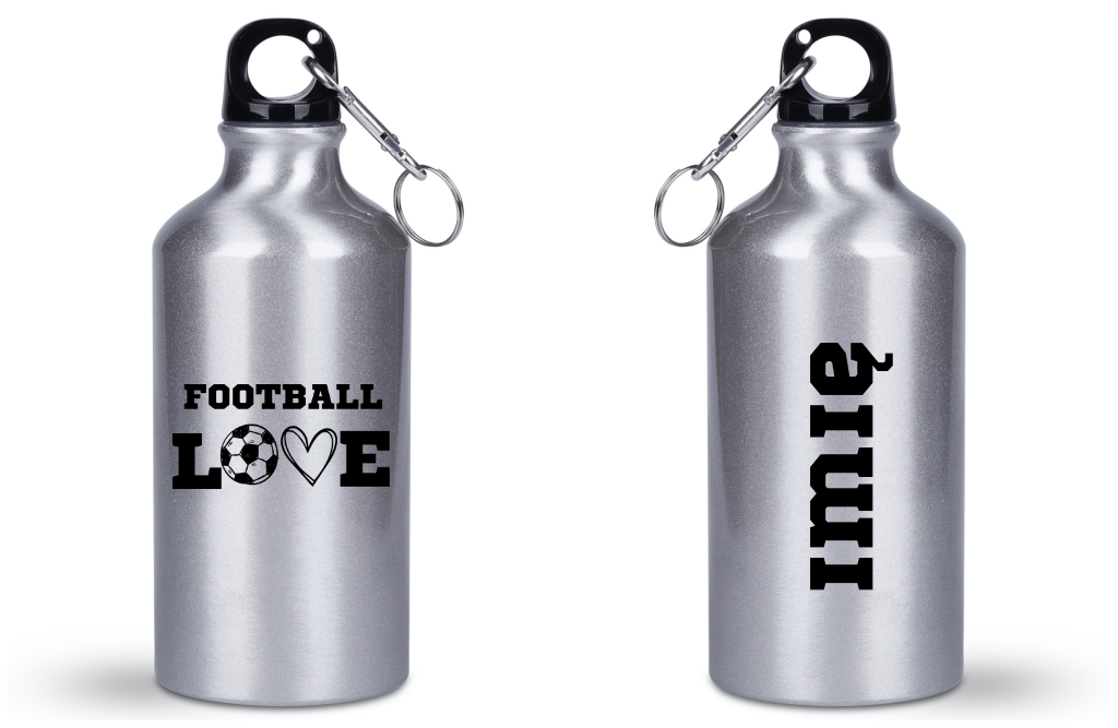 Butelka srebrna 400 ml dla kibica piłki nożnej z napisem "FOOTBALL LOVE" #13