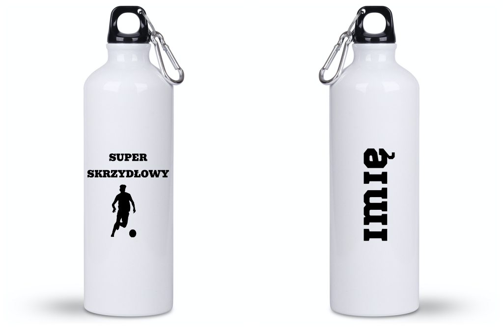 Butelka biała 800 ml z nadrukiem "Super Skrzydłowy" - piłka nożna #1