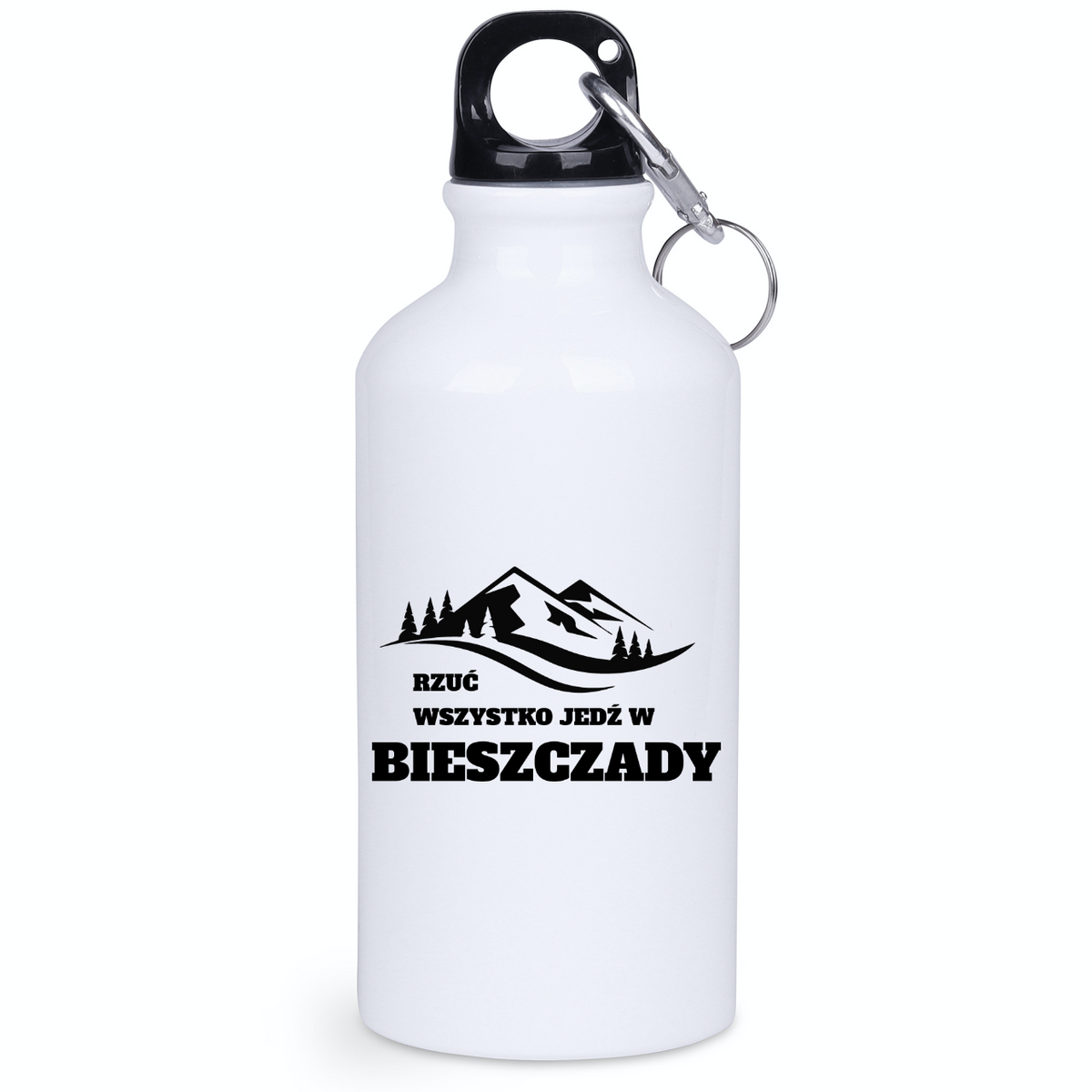 Butelka biała 400 ml z nadrukiem „Rzuć wszystko, jedź w Bieszczady” #5