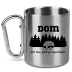 Kubek karabińczyk srebrny z nadrukiem „Dom jest tam, gdzie go zaparkujesz” – camper, namiot #6