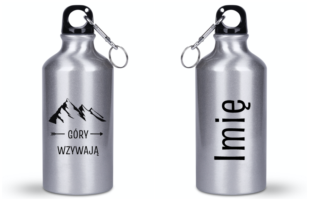 Butelka srebrna 400 ml z nadrukiem „Góry wzywają” - trekking #4