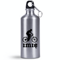Bidon srebrny 500 ml na rower z grafiką roweru oraz imieniem do wyboru – dla rowerzysty #5