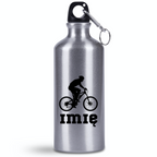 Bidon srebrny 500 ml na rower z grafiką roweru oraz imieniem do wyboru – dla rowerzysty #5