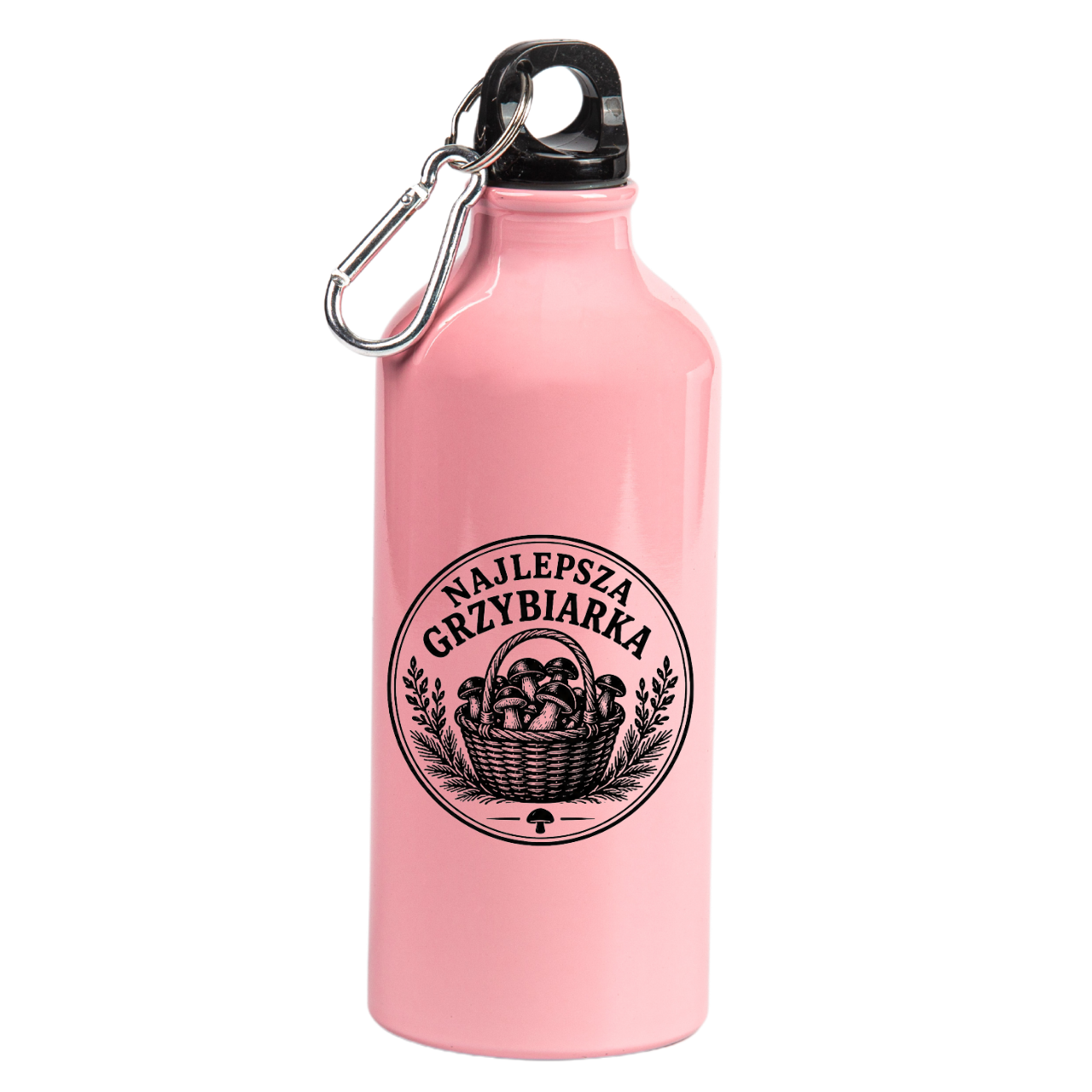 Butelka różowa 600 ml z nadrukiem „Najlepsza Grzybiarka” – na grzyby #1