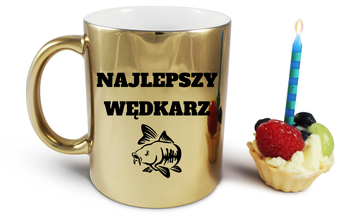 Kubek złoty z nadrukiem "Najlepszy wędkarz" – wędkarstwo #3