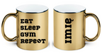 Kubek złoty prezent z nadrukiem „Eat Sleep Gym Repeat” – siłownia #7