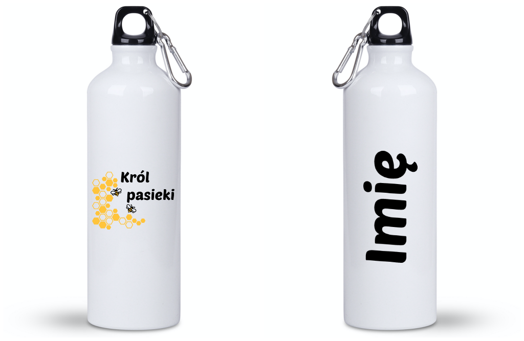 Bidon biały 800 ml z nadrukiem „Król pasieki” – pszczelarstwo #10