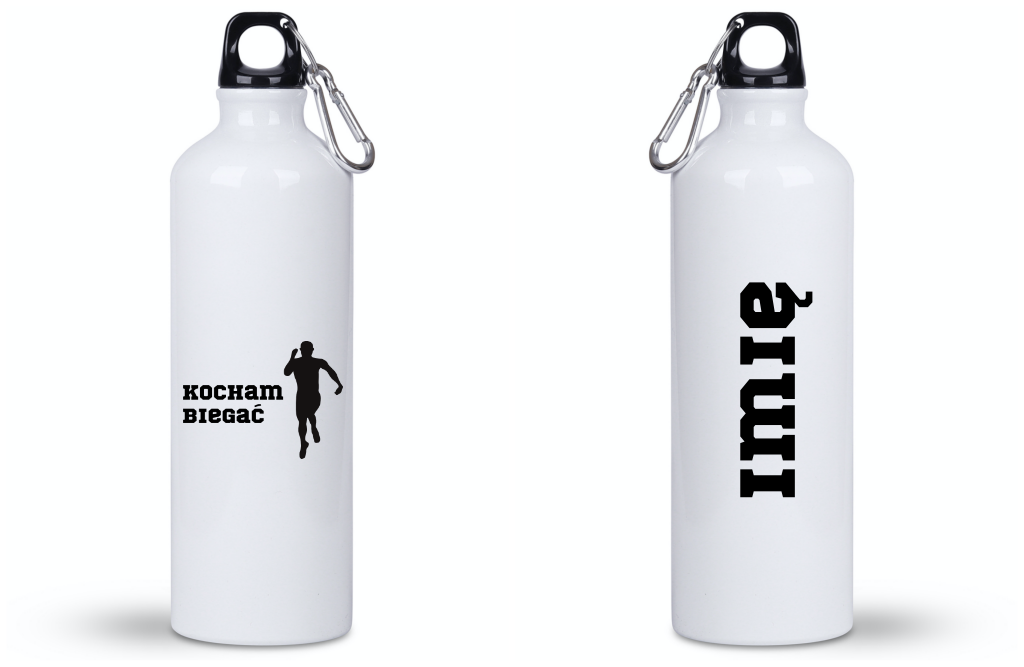 Bidon biały 800 ml z nadrukiem "Kocham Biegać", męski – bieganie #3