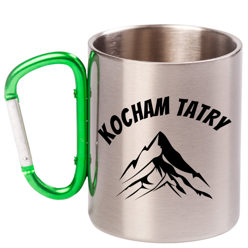 Kubek z zielonym karabińczykiem i nadrukiem „Kocham Tatry” – góry, Podhale, Zakopane #3