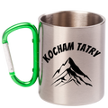 Kubek z zielonym karabińczykiem i nadrukiem „Kocham Tatry” – góry, Podhale, Zakopane #3