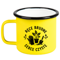 Kubek emaliowany żółty z nadrukiem „Ręce brudne, serce czyste” – działka, ogród #7