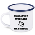 Kubek emaliowany biały z nadrukiem "Najlepszy wędkarz na świecie" #7