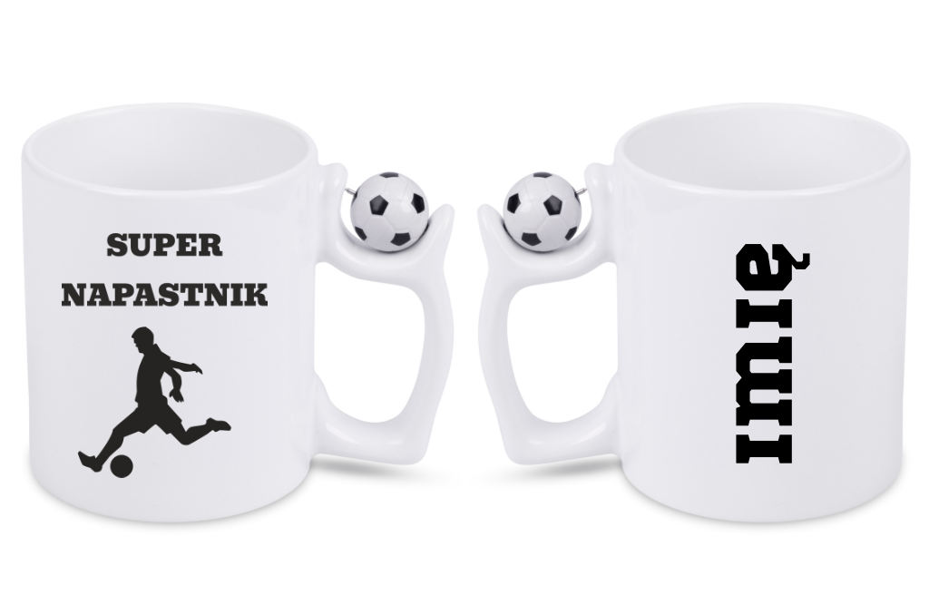 Kubek z piłką i nadrukiem "Super Napastnik" – piłka nożna #11