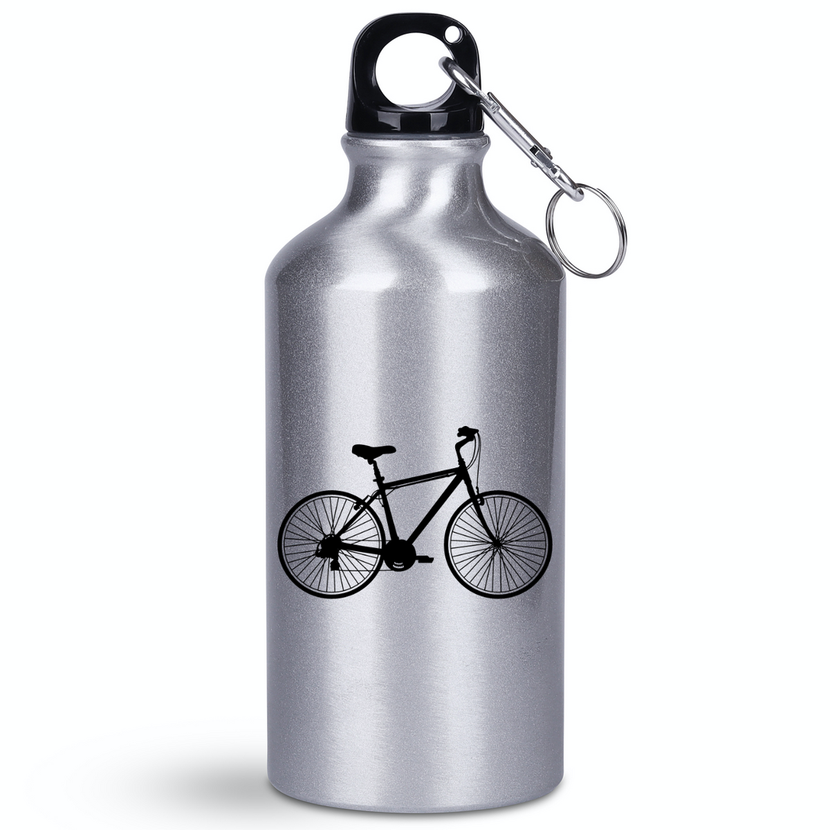 Butelka srebrna 400 ml z grafiką roweru i dowolnym imieniem – dla rowerzystów #11