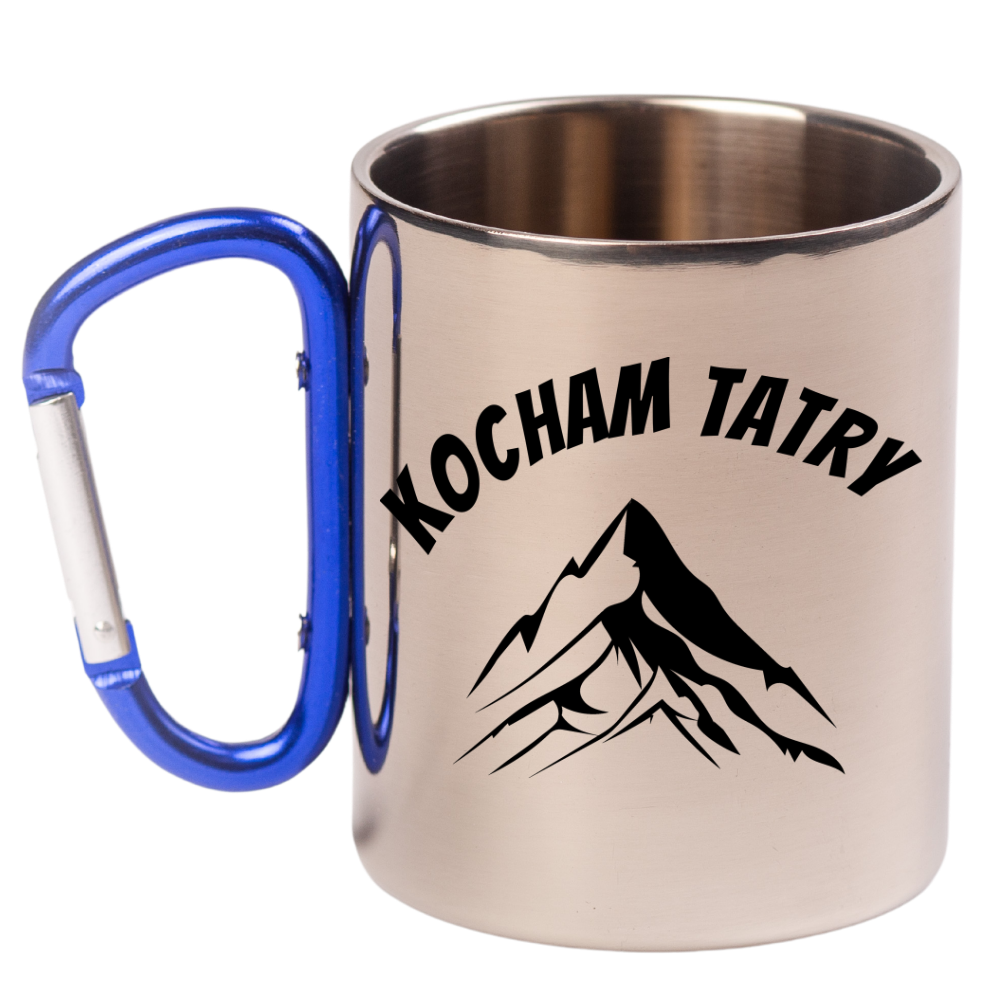 Kubek z niebieskim karabińczykiem i nadrukiem „Kocham Tatry” – góry #3